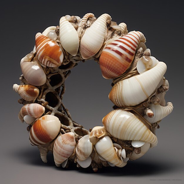 Pulseras hechas de grandes conchas y piedras