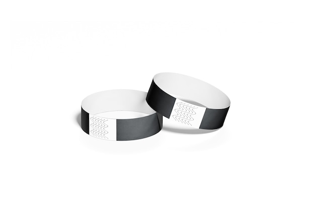 Pulseras de papel negro en blanco, aislado