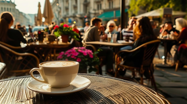 Foto el pulso de la ciudad del café la esencia de los cafés callejeros