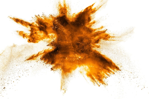 Pulverfarbe spritzt auf weißem Hintergrund