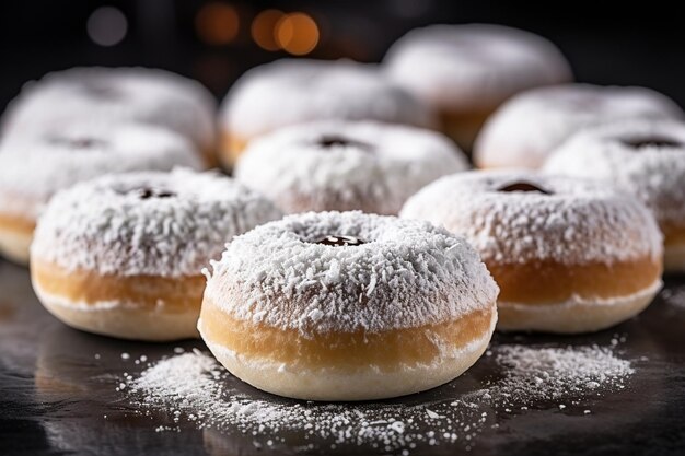 Pulverisierter Donut-Dessert-Hintergrund