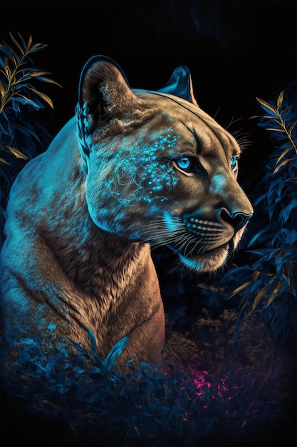 Puma na selva escura, arte decorativa