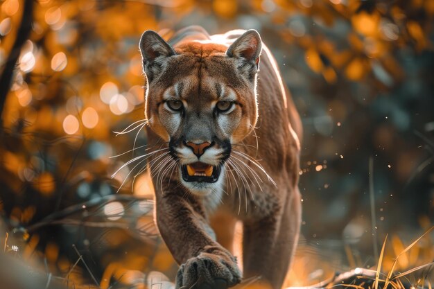 Foto el puma rugidor o el león de montaña cazan a su presa