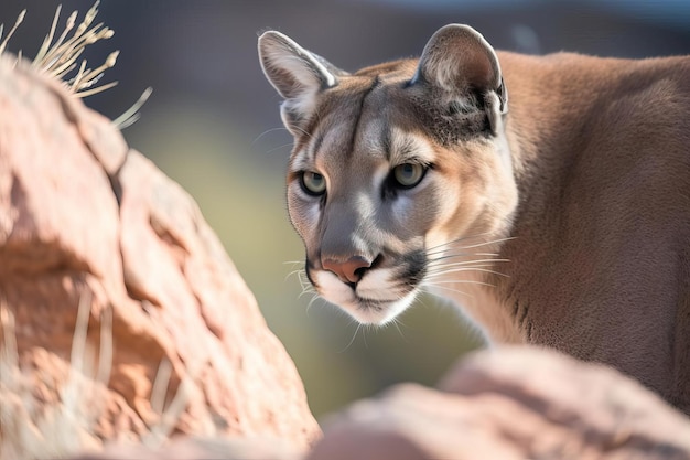 Puma sigiloso en el desierto americano