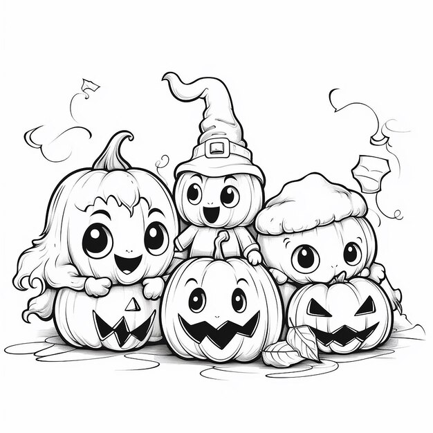 Foto pumpkin halloween charakter h handzeichnung skizze illustrationen