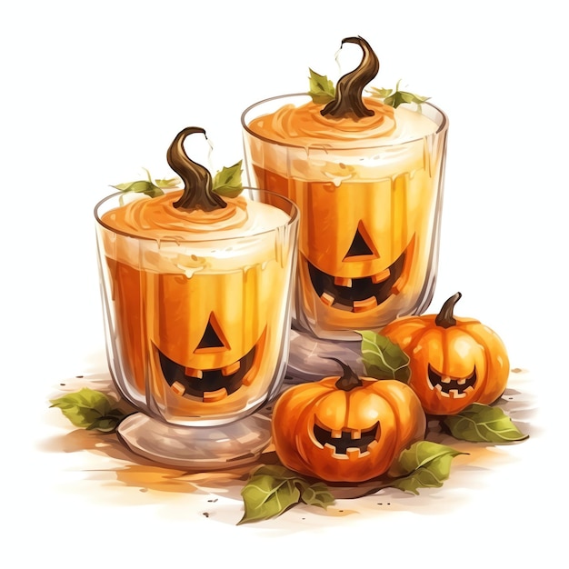 Pumpkin Mousse Shooters Süßigkeiten Dessert Halloween