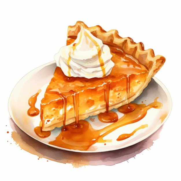 Pumpkin Pie Aquarell-Clipart auf weißem Hintergrund