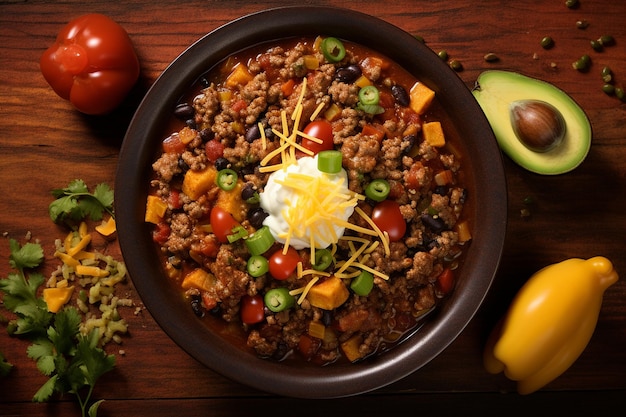 Foto pumpkin spice turkey chili (pimenta de abóbora e peru)