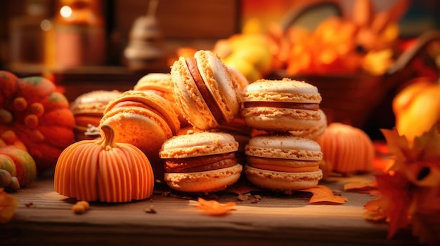 Pumpkin whoopie pasteles horneados durante el otoño y el Día de Acción de Gracias Generative Ai