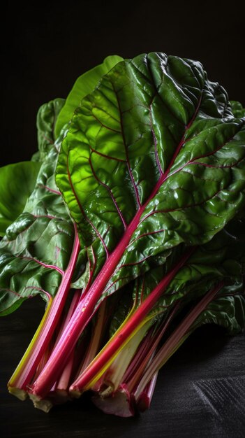 Un puñado de verduras de hoja verde sobre una mesa IA generativa