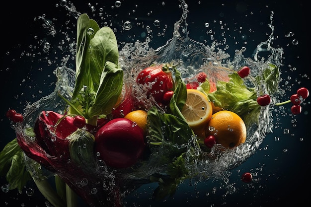 Un puñado de verduras en un recipiente con agua.