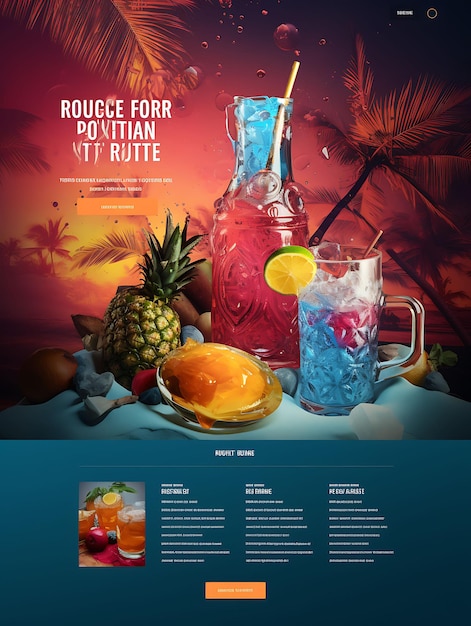 Punch de Rum Tropical Colorido com uma Paleta Colorida e Tropical Beac conceito criativo ideias de design