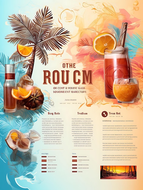 Foto punch de ron tropical colorido con una paleta colorida y tropical beac concepto creativo ideas de diseño