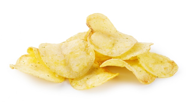 Punhado de batatas fritas crocantes