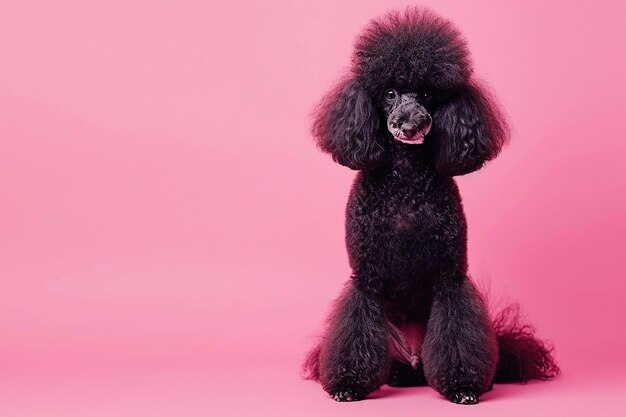 Punk Poodle Profile Studio Porträt eines sitzenden Rebellen