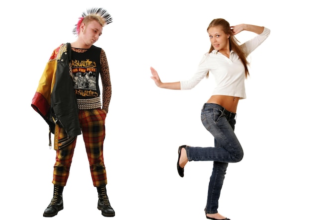 Foto punk und blonde junge frau