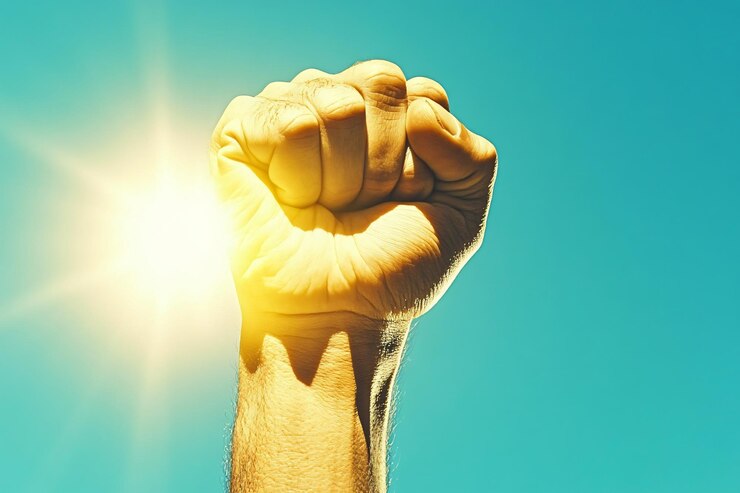 Un puño levantado en el sol