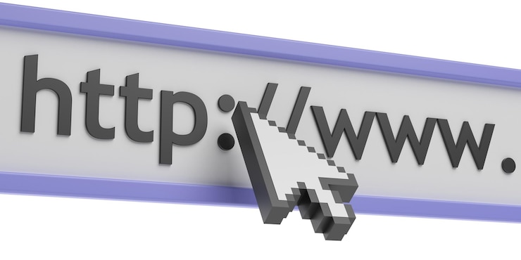 Foto puntero del cursor del ratón en un enlace web ilustración 3d de fondo blanco
