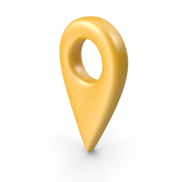 Puntero de mapa 3D Icono de mapa de ubicación Textura dorada Pasador de ubicación dorado o punto de ubicación web de navegación