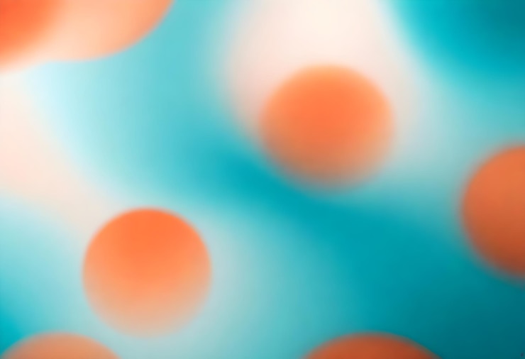 Foto un punto azul y naranja con puntos naranjas en él