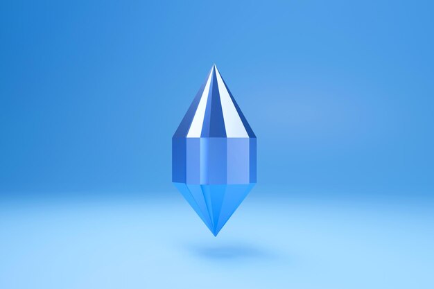 punto de cristal azul en diseño de renderizado 3d.