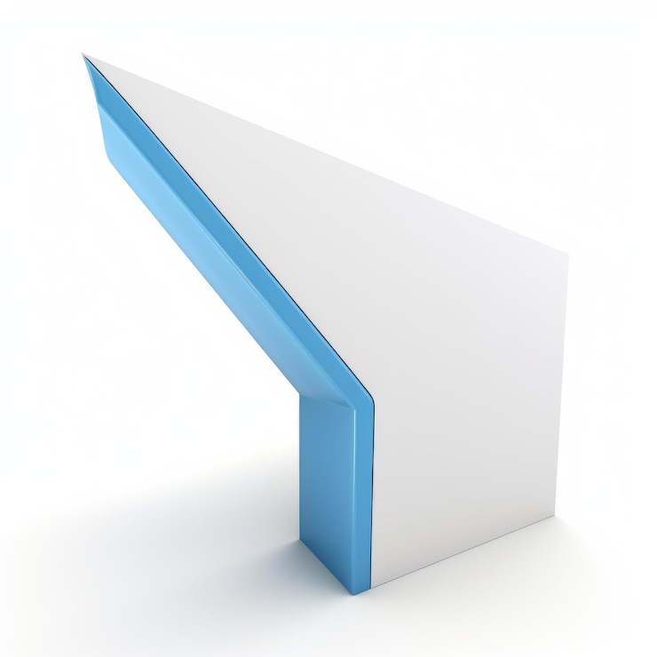Foto punto de flecha azul y blanco mockup 3d sobre fondo blanco