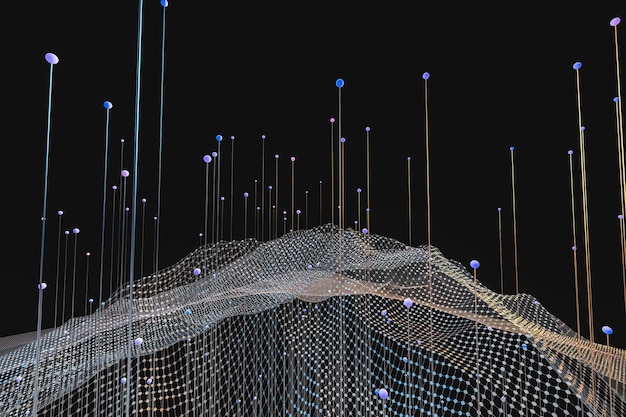 punto de flujo de representación 3D con fondo de gradiente