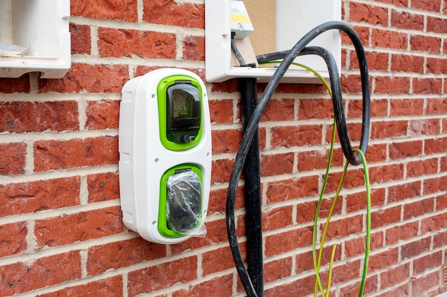 Punto de recarga doméstico de vehículos eléctricos instalado fuera de la vivienda