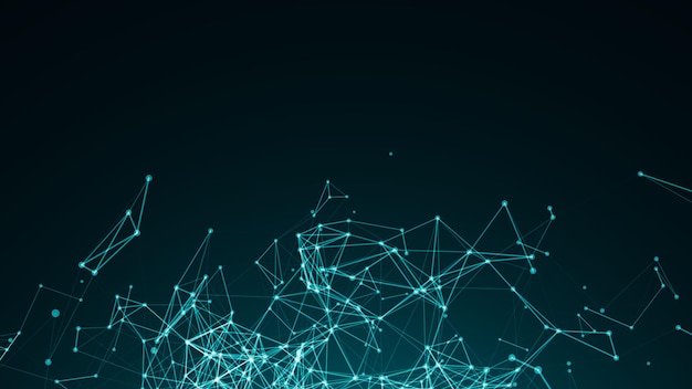 Puntos abstractos conectados en un fondo azul brillante Concepto tecnológico