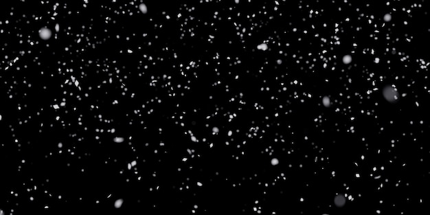 Puntos blancos nieve sobre fondo negro aislado Fondo de pantalla de superposición de decoración de nieve con rotación de onda nieve que cae realista o copos de nieve Aislado sobre fondo negro