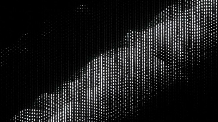 Foto los puntos electrónicos brillantes se mueven en ondas en el diseño espacial. los puntos luminosos electrónicos se mueven en streaming.