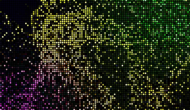 Puntos de semitono tecnología digital abstracta luz multicolor sobre fondo negro
