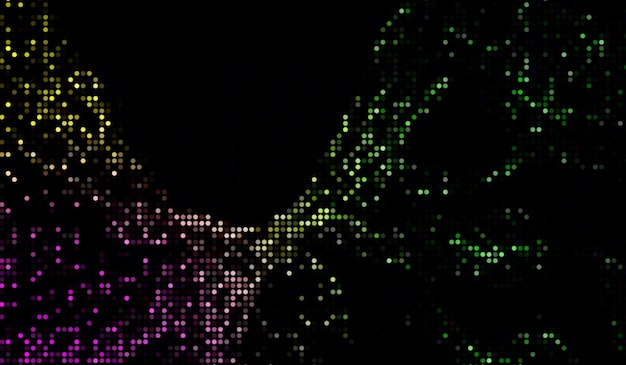 Puntos de semitono tecnología digital abstracta luz multicolor sobre fondo negro
