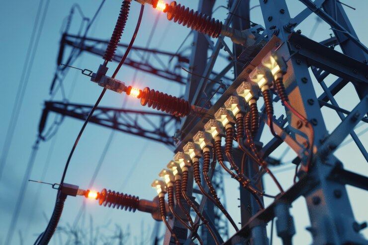 Puntos y torres de alta tensión para la transmisión de electricidad