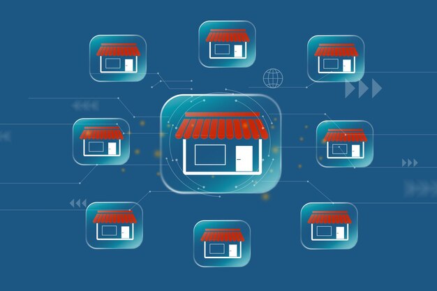 Los puntos de venta al por menor conectados por una red