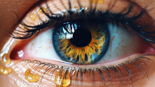 Pupila femenina de cerca hermoso ojo macro