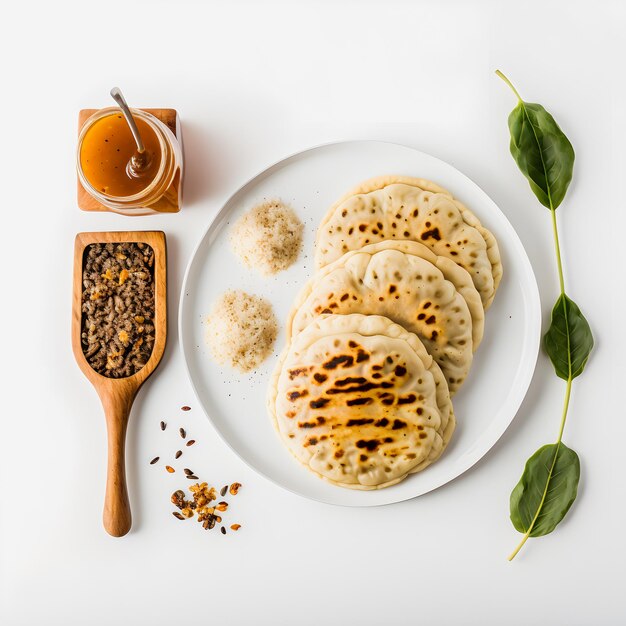 Foto pupusas en fotografía de alimentos de fondo blanco las imágenes de alta calidad capturan los sabores tradicionales