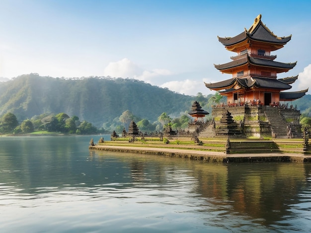 Pura Ulun Danu Bratan Hindu-Tempel, großer Shaivite-Wassertempel auf Bali, Indonesien