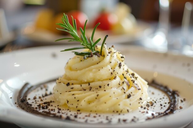 Puré de batatas com trufa preta IA gerativa