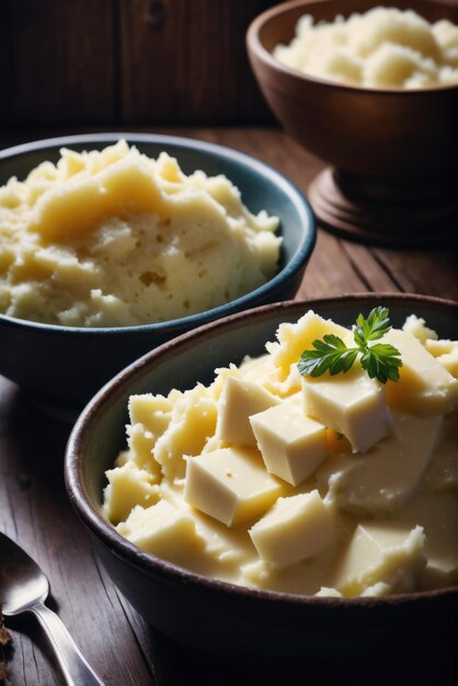 Puré de batatas misturado com manteiga ou leite, às vezes aromatizado com cebolas