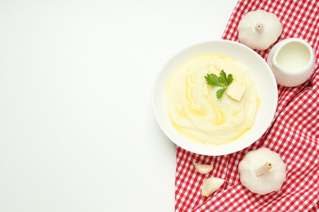 Foto puré de patatas concepto de comida sabrosa y deliciosa