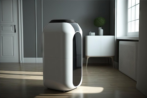 El purificador de aire funciona como decoración de la habitación con su diseño elegante y moderno.