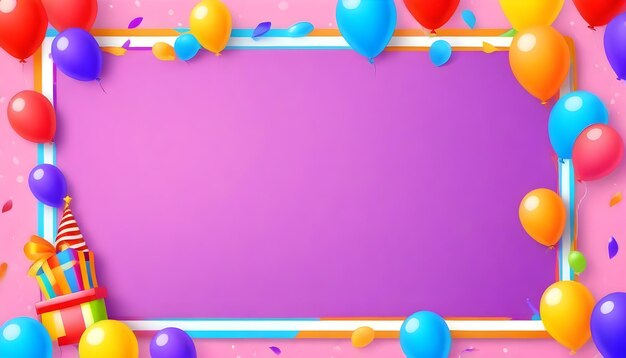 Foto a purple background with balloons and a purple background with a border