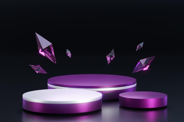 Purple Circle Crystal Podium 3D Render