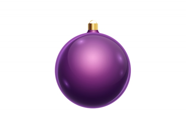 Purpurroter Weihnachtsball lokalisiert auf weißem Hintergrund. Weihnachtsschmuck, Ornamente auf dem Weihnachtsbaum.