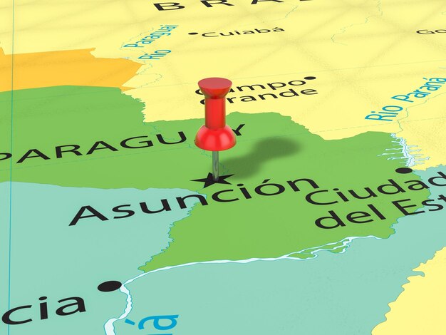 Foto pushpin en el mapa de asunción