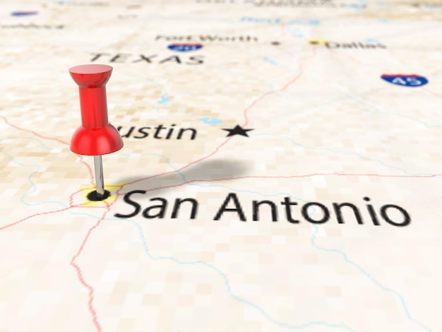 Pushpin en el mapa de San Antonio