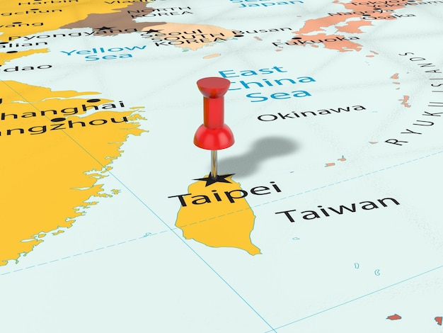 Pushpin en el mapa de Taipei