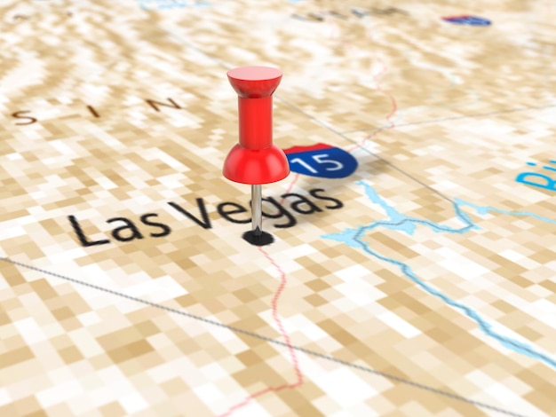 Pushpin en el mapa de Las Vegas