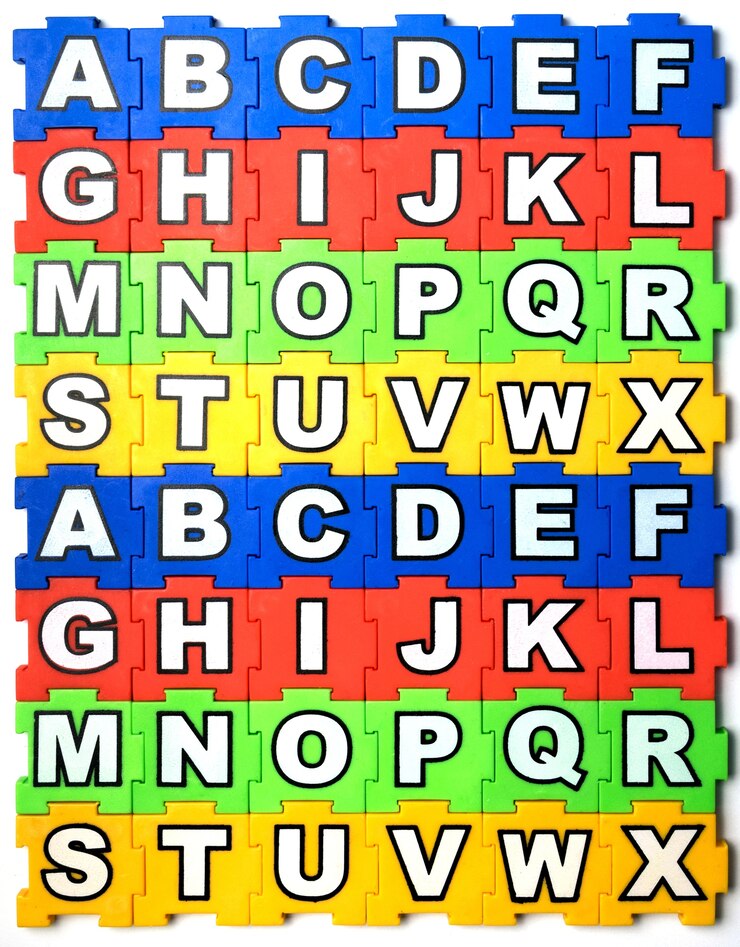 Foto puzzle abc en el fondo blanco